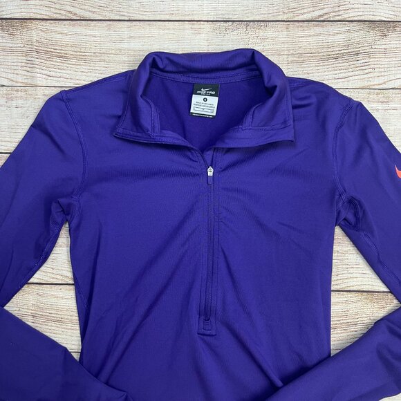 Nike Pro Dri-FIT Purple Half Zip Pullover Size Small Thumbholes Workout Running - Picture 12 of 14